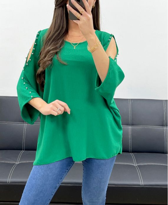 Top oversize clouté perles